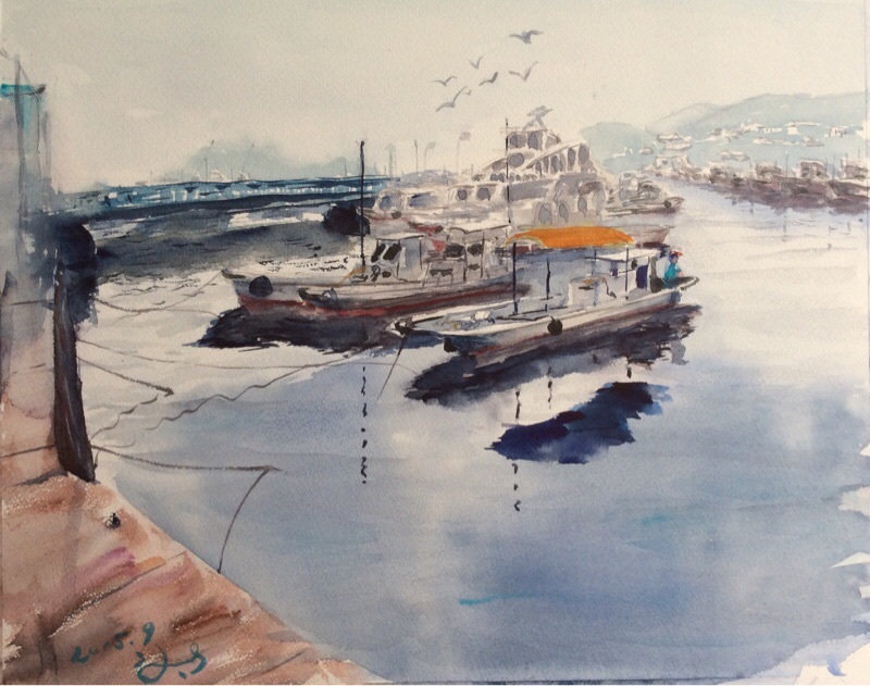 額なし⚫︎大作「鞆の浦」水彩画　⚫︎ヨーロッパ画家ヴィタリエ　ズブコ⚫︎ 肉筆原画 平松三恵子さん「鞆の浦」水彩 F6 完成しました。 | 島浦孝全 彩由会の